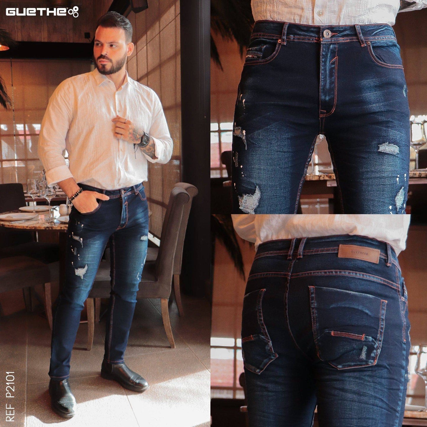 Jeans Skinny Caballero Hilo Ladrillo P2101