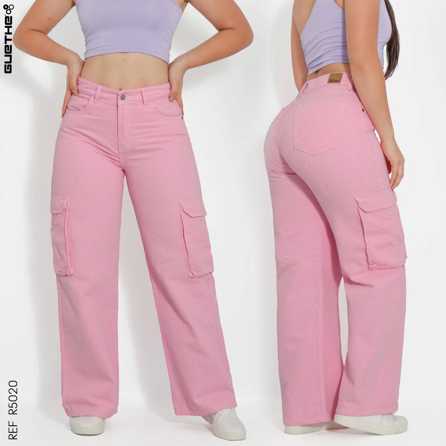 Pantalón Cargo Rígido Rosado R5020