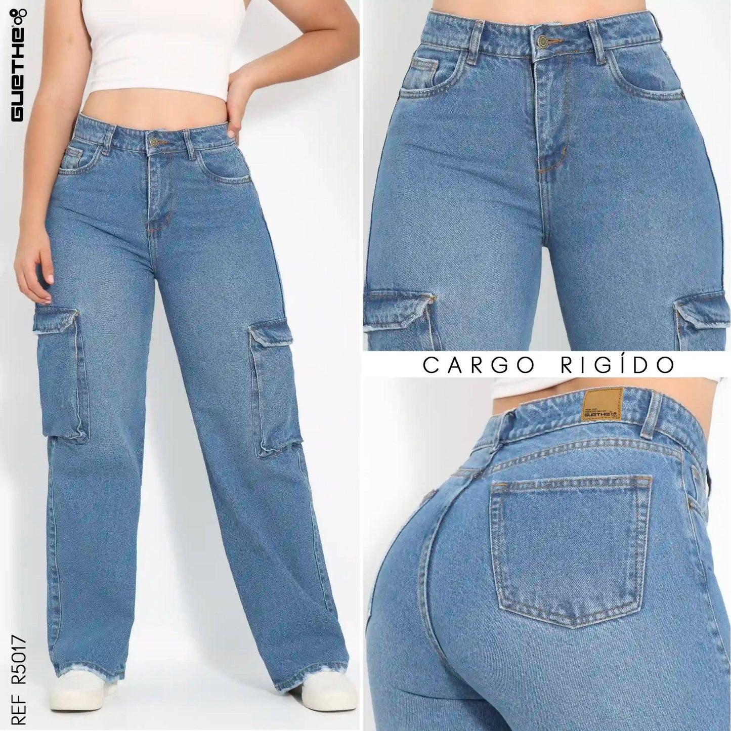 Jeans Cargo Rígido Mujer R5017