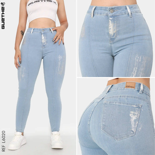 Jeans Push Up Mujer Plateado L6020