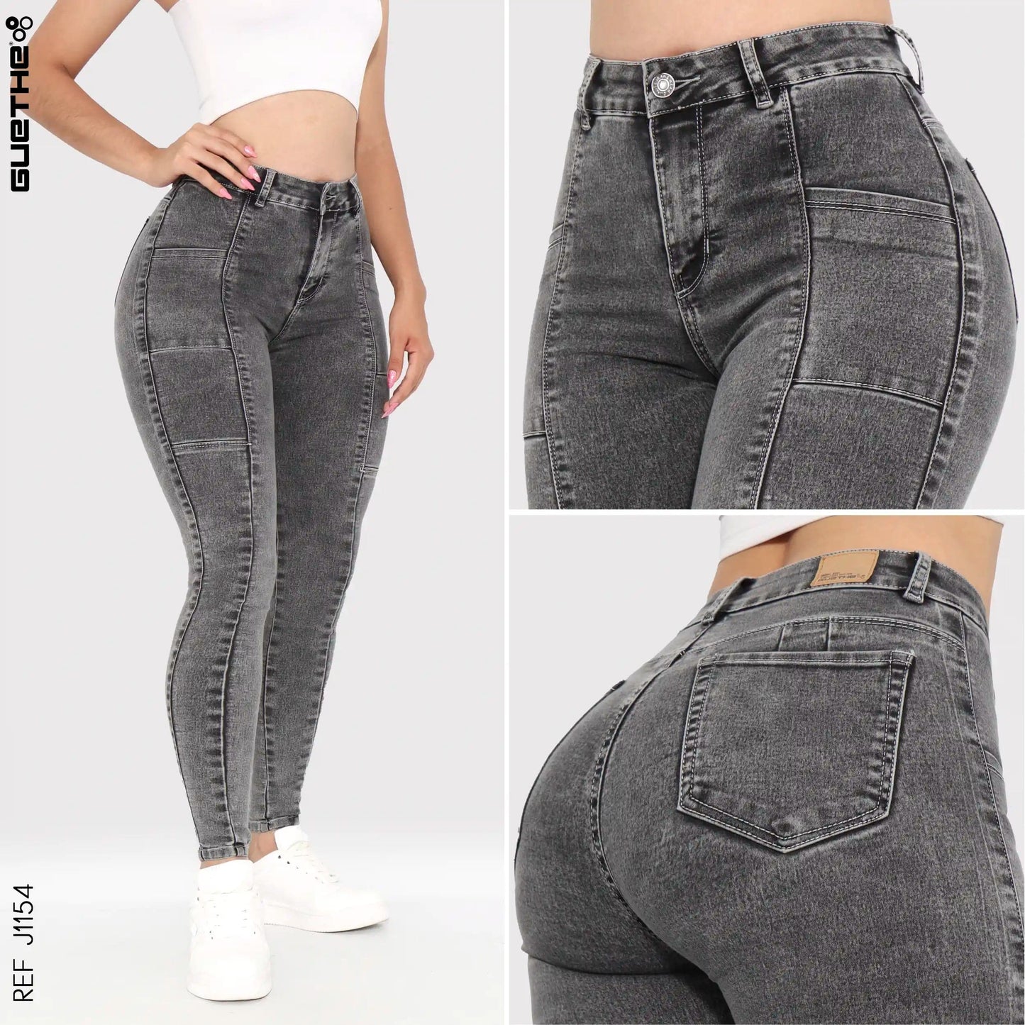 Jeans Skinny Gris Tiro Alto J1154