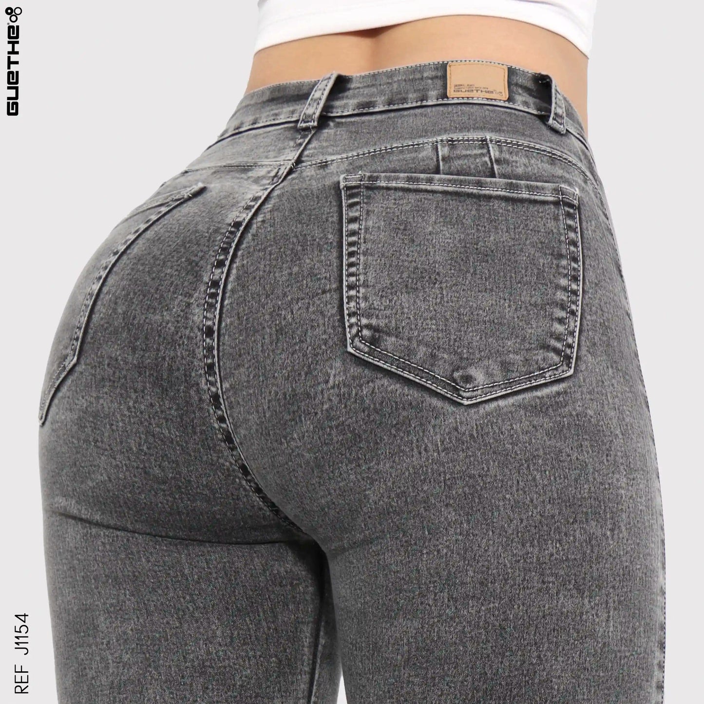 Jeans Skinny Gris Tiro Alto J1154