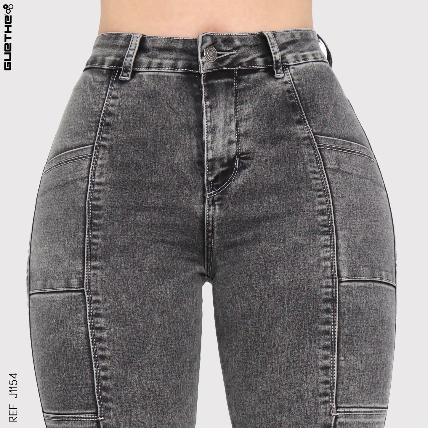 Jeans Skinny Gris Tiro Alto J1154