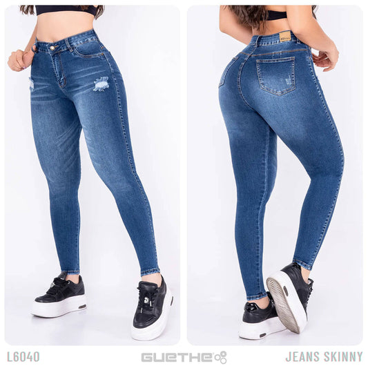 Jeans Skinny Push Up Tiro Alto L6040