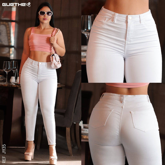 Skinny Jeans Tiro Alto Blanco J1135