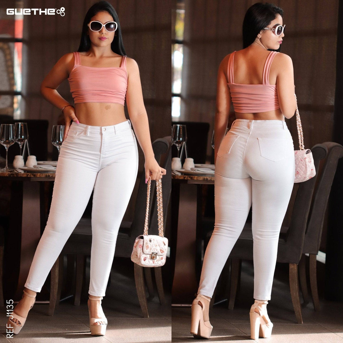 Skinny Jeans Tiro Alto Blanco J1135