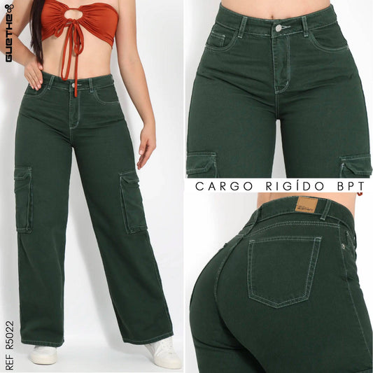 Pantalón Cargo Rígido Verde Oliva R5022