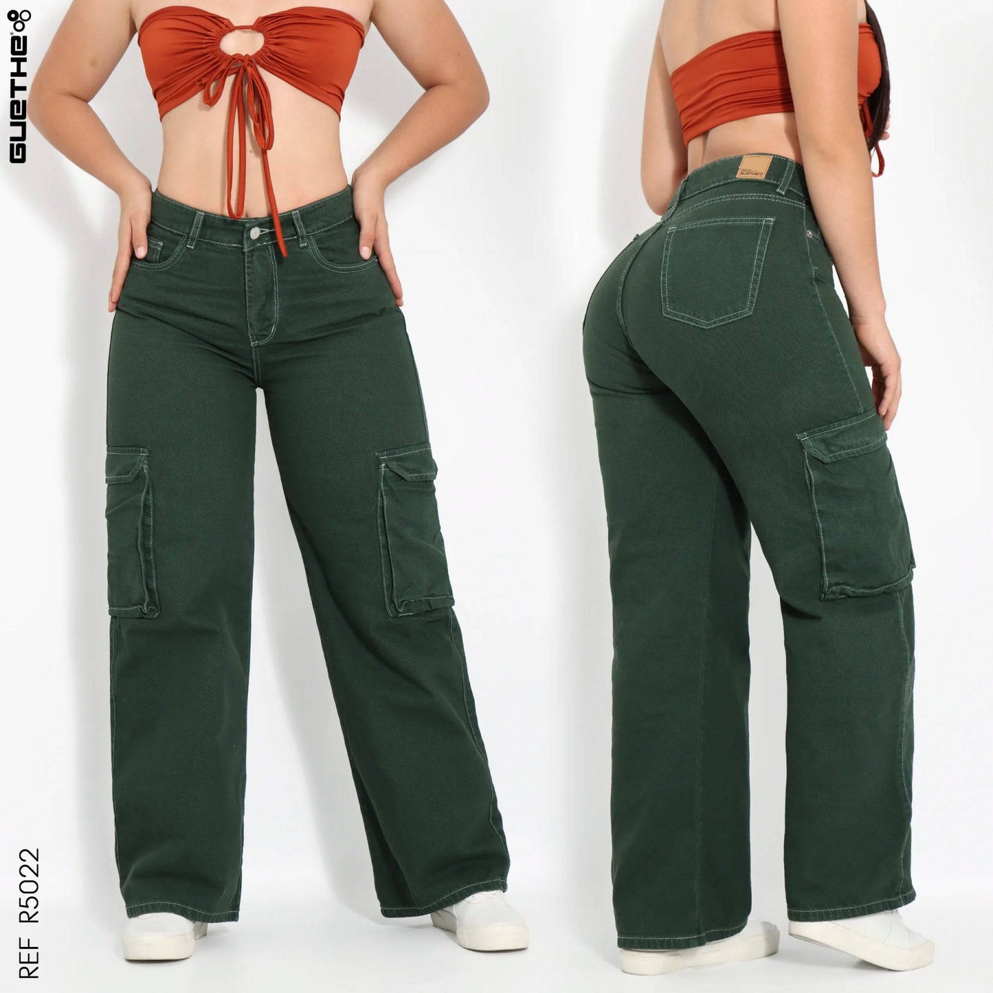 Pantalón Cargo Rígido Verde Oliva R5022