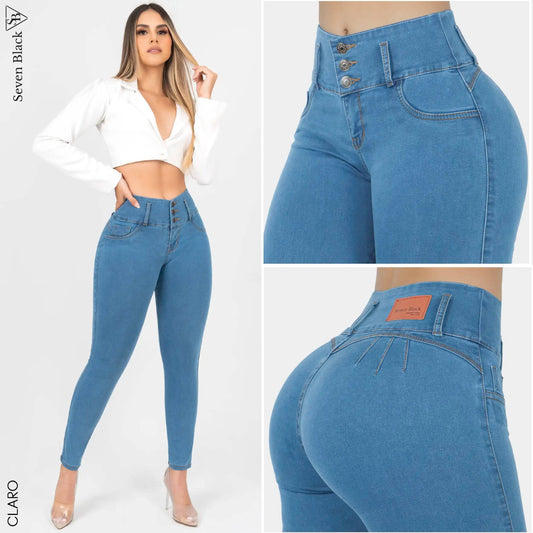 Jeans Mujer Pretina Ancha Claro PK001