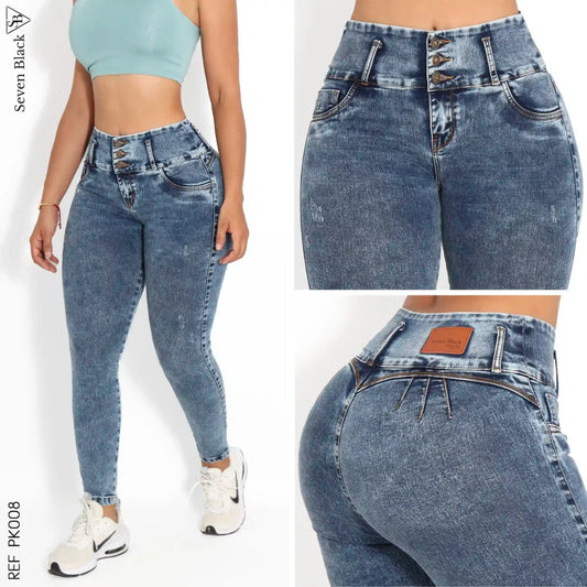 Jeans Mujer Pretina Ancha Froster Medio PK008