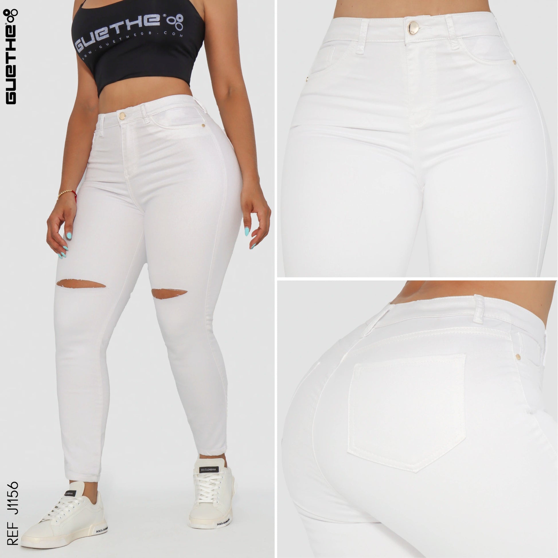 Jeans Skinny Tiro Alto Blanco J1156